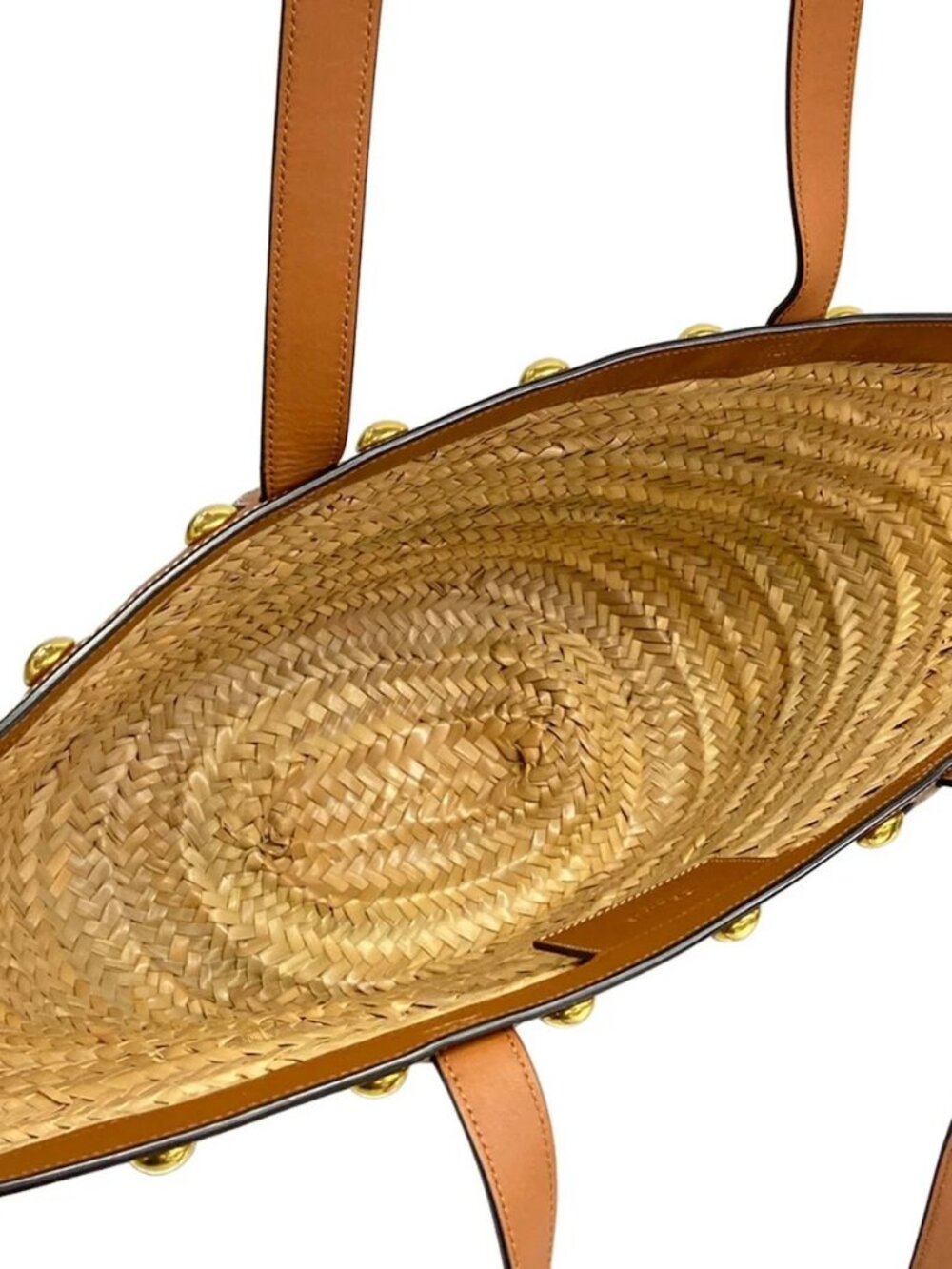 CELINE Beige Dark Brown Raffia Calf Skin Tote Bag - Picture 7 of 14